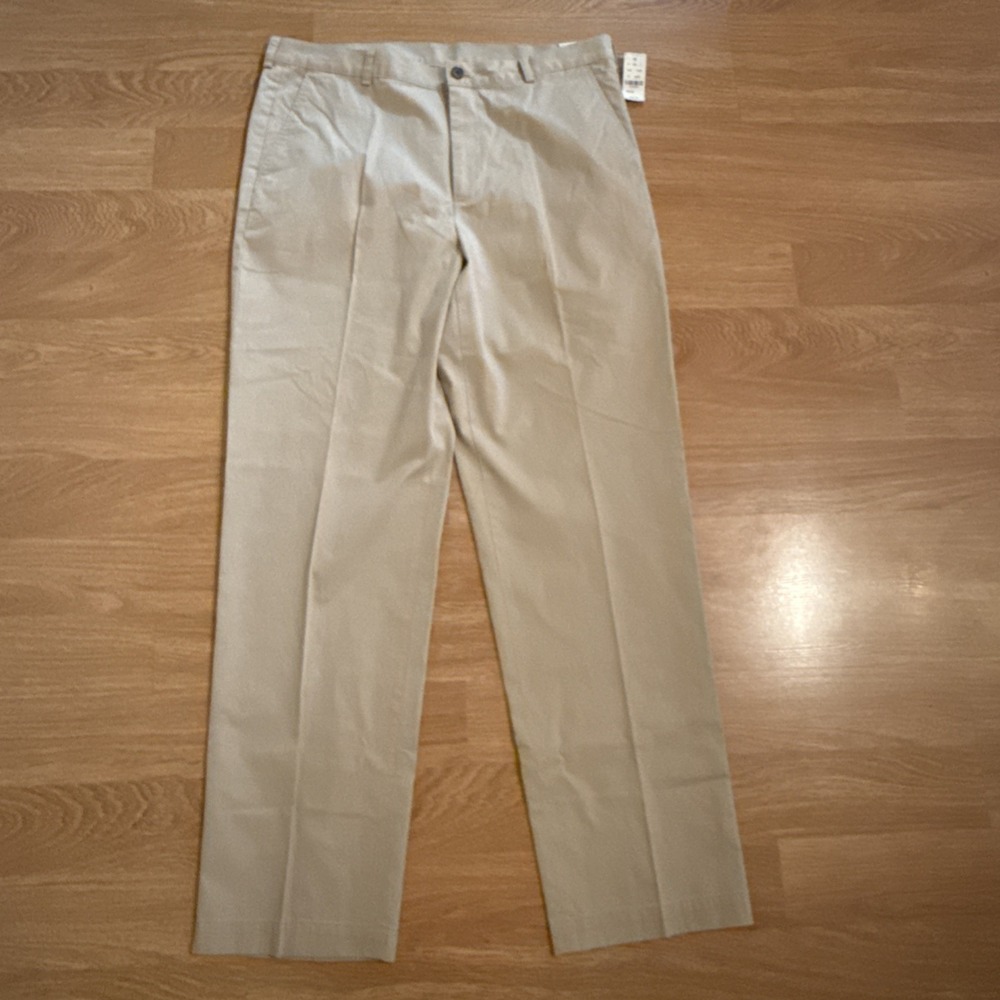 Brooks Brothers 346 Khaki Chino Pants Men's Beige 38x34 Flat Front Casual NWT